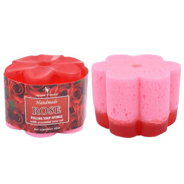 Pīlinga ziepes ar sūkli “Sarkana roze”, 70g.
