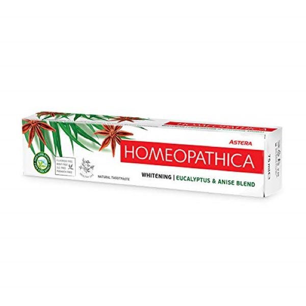 Homeopātiskā balinošā zobu pasta ar eikaliptu un anīsu, 75 ml