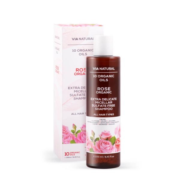 Bezsulfātu micelārais šampūns "Rose", 250 ml